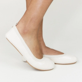 Samara Foldable Ballet Flat in Beige Patent Cheap Ballerina Flats Womens