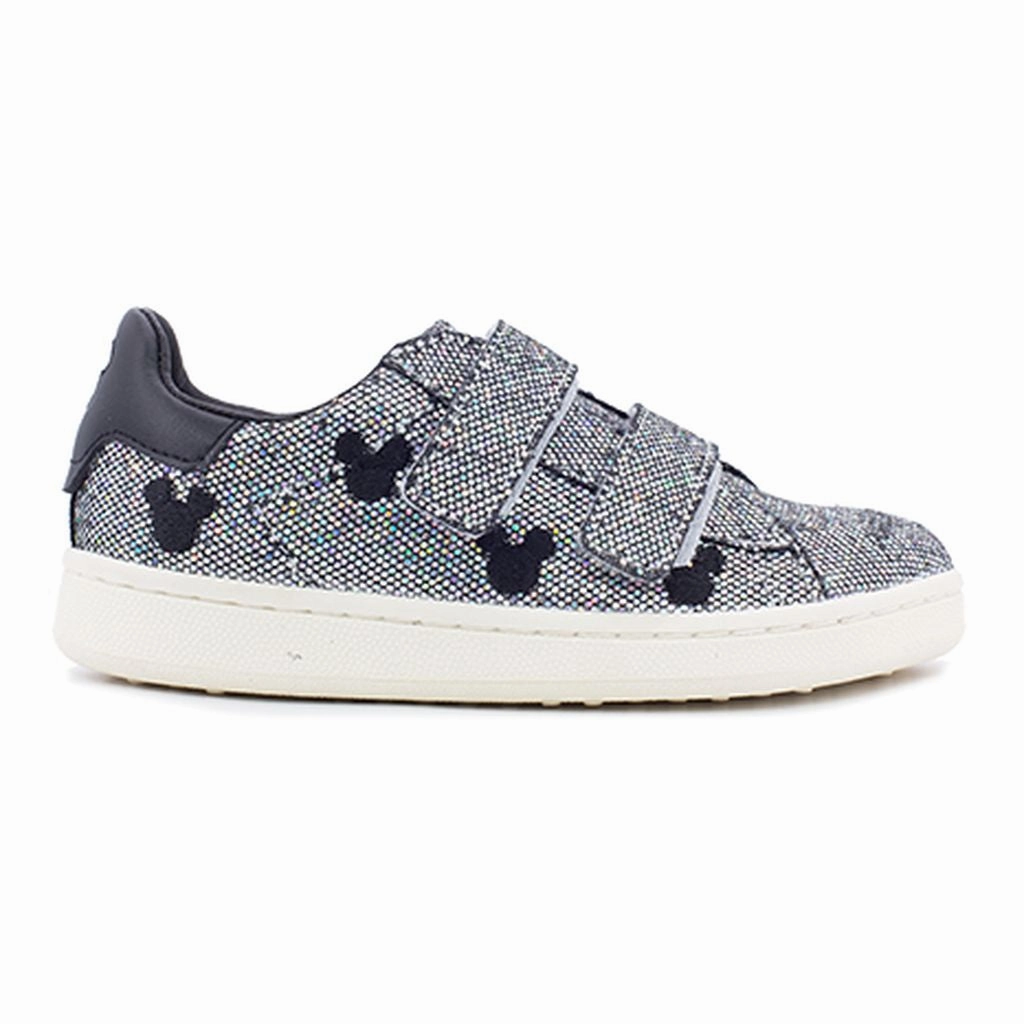 Silver Mickey Sneakers Affordable Casual Footwear for Girls