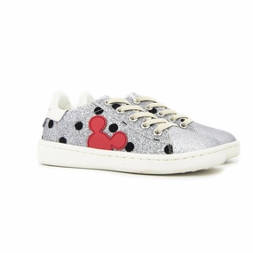 Silver Polka Dot Mickey Shoes Affordable Casual Footwear for Girls
