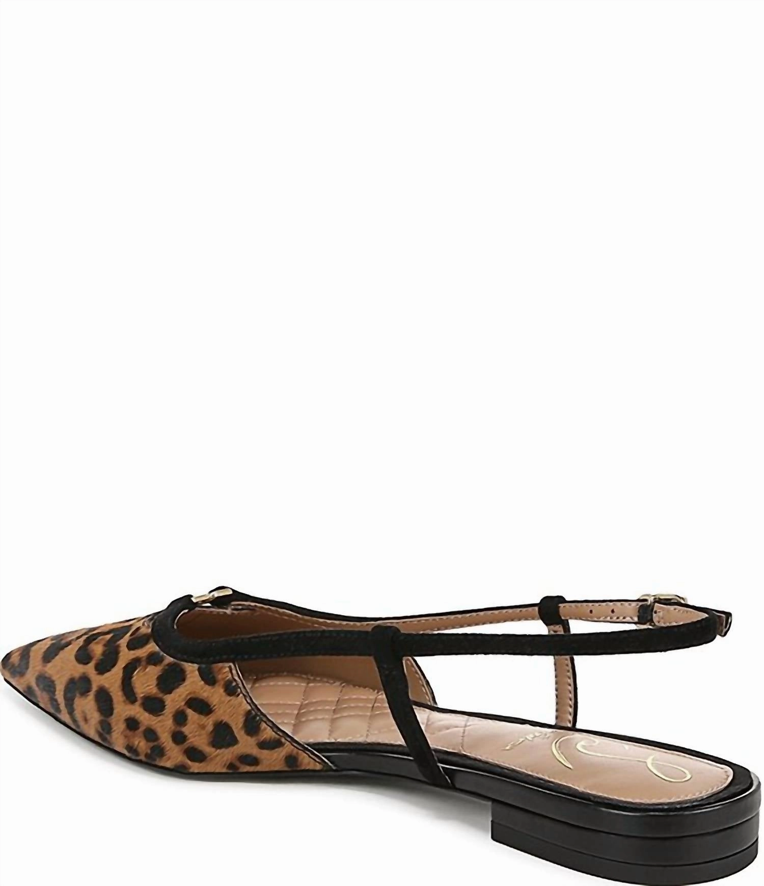 Slingback Pointy Toe Flat Shoes In Leopard