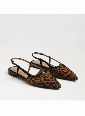 Slingback Pointy Toe Flat Shoes In Leopard Soft Sole Flats Womens sale