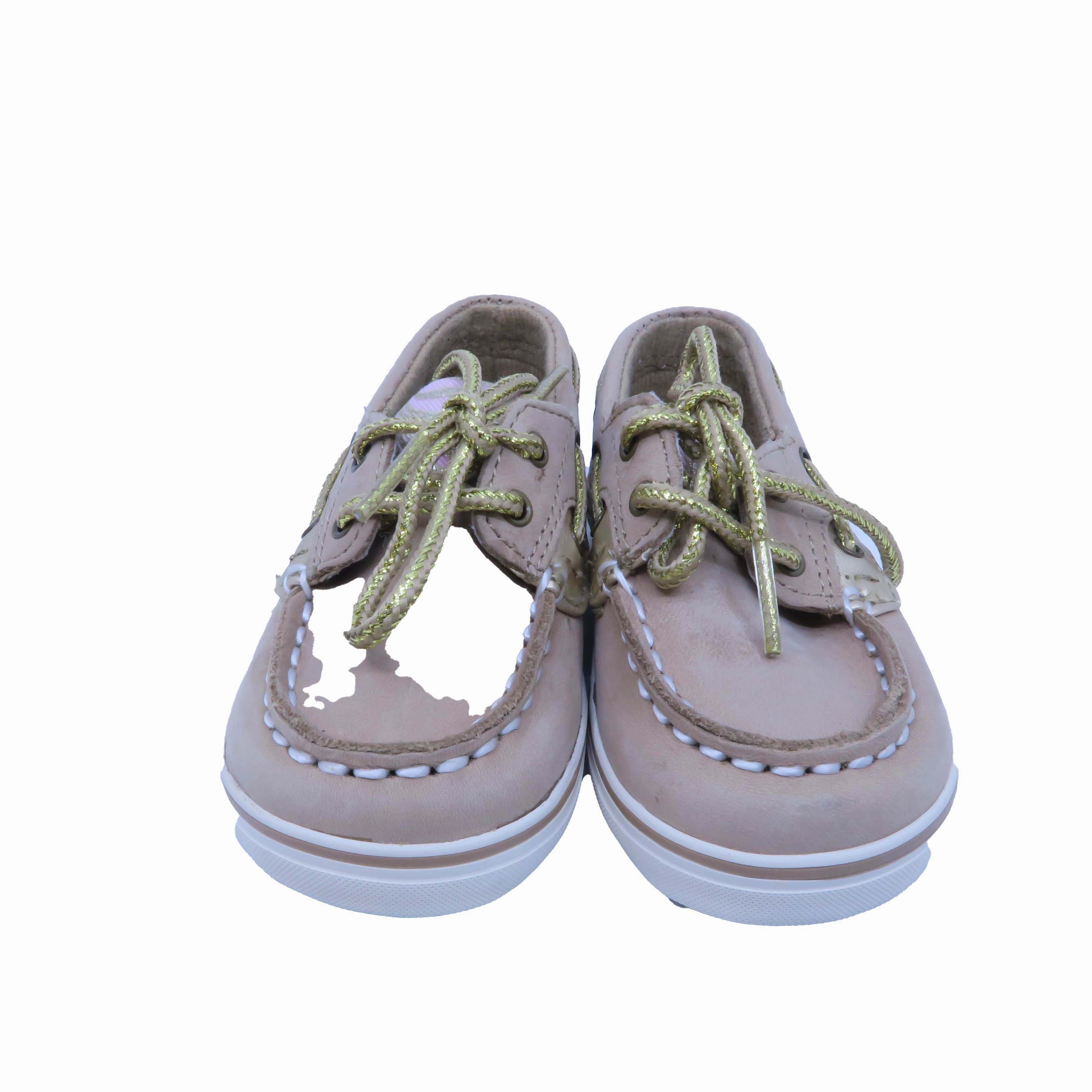 Sperry Girls Tan | Light Pink | Gold Sneakers