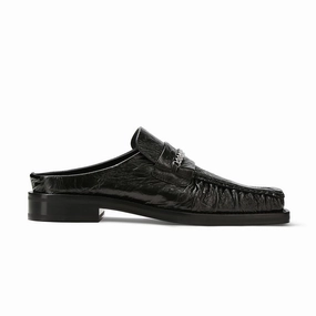 Square Toe Mule 'Black High Shine' Mens Shoes clearance