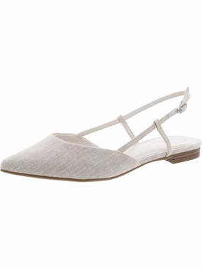 Stephany 3 Womens Canvas Buckle Slingbacks Womens Flat Shoes clearance