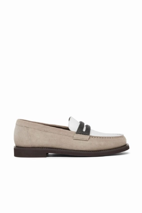 Suede And Leather Loafers With Contrasting Band Chic Flats for Women deals