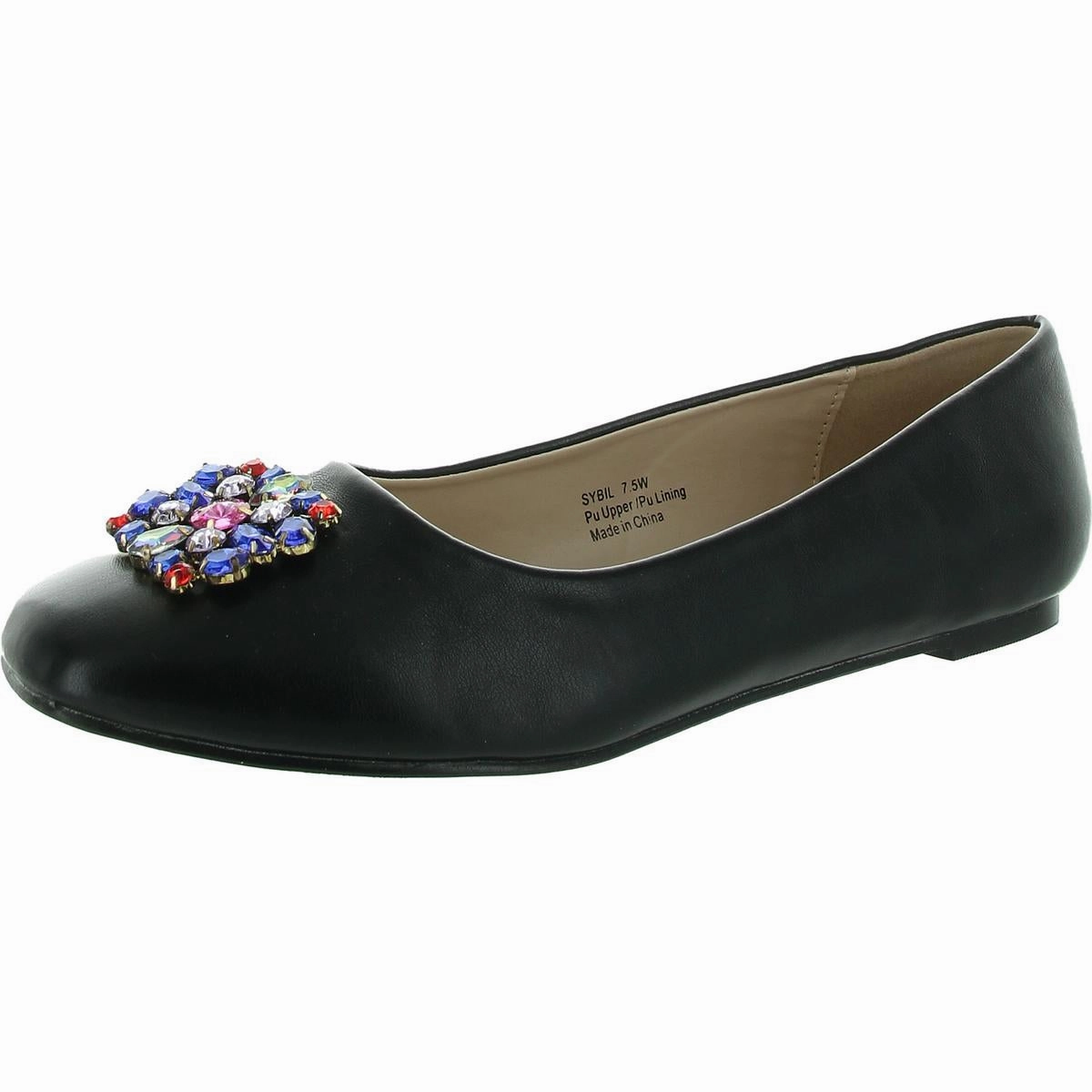 Sybil Womens Jeweled Patent Leather Ballet Flats Womens Fashion Flats cheap