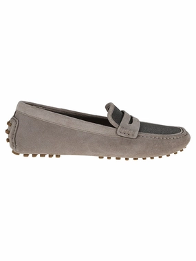 Taupe Moccasin With Rubber Studs Chic Flats for Women deals