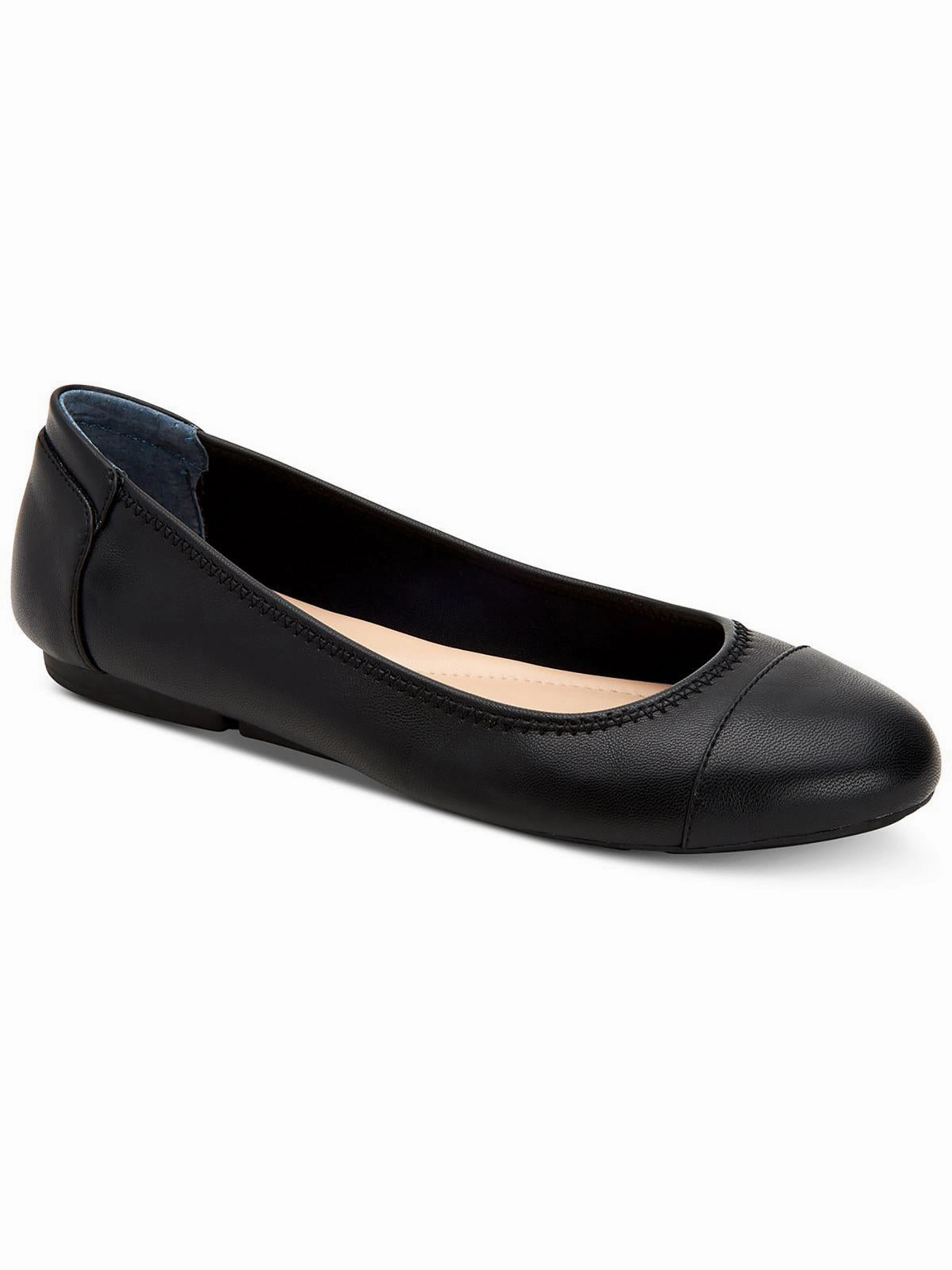 Tavii Womens Faux Leather Toe Cap Ballet Flats