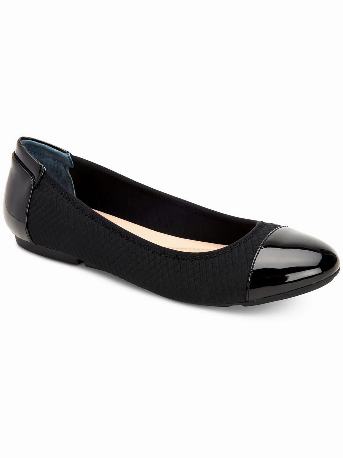 Tavii Womens Faux Leather Toe Cap Ballet Flats