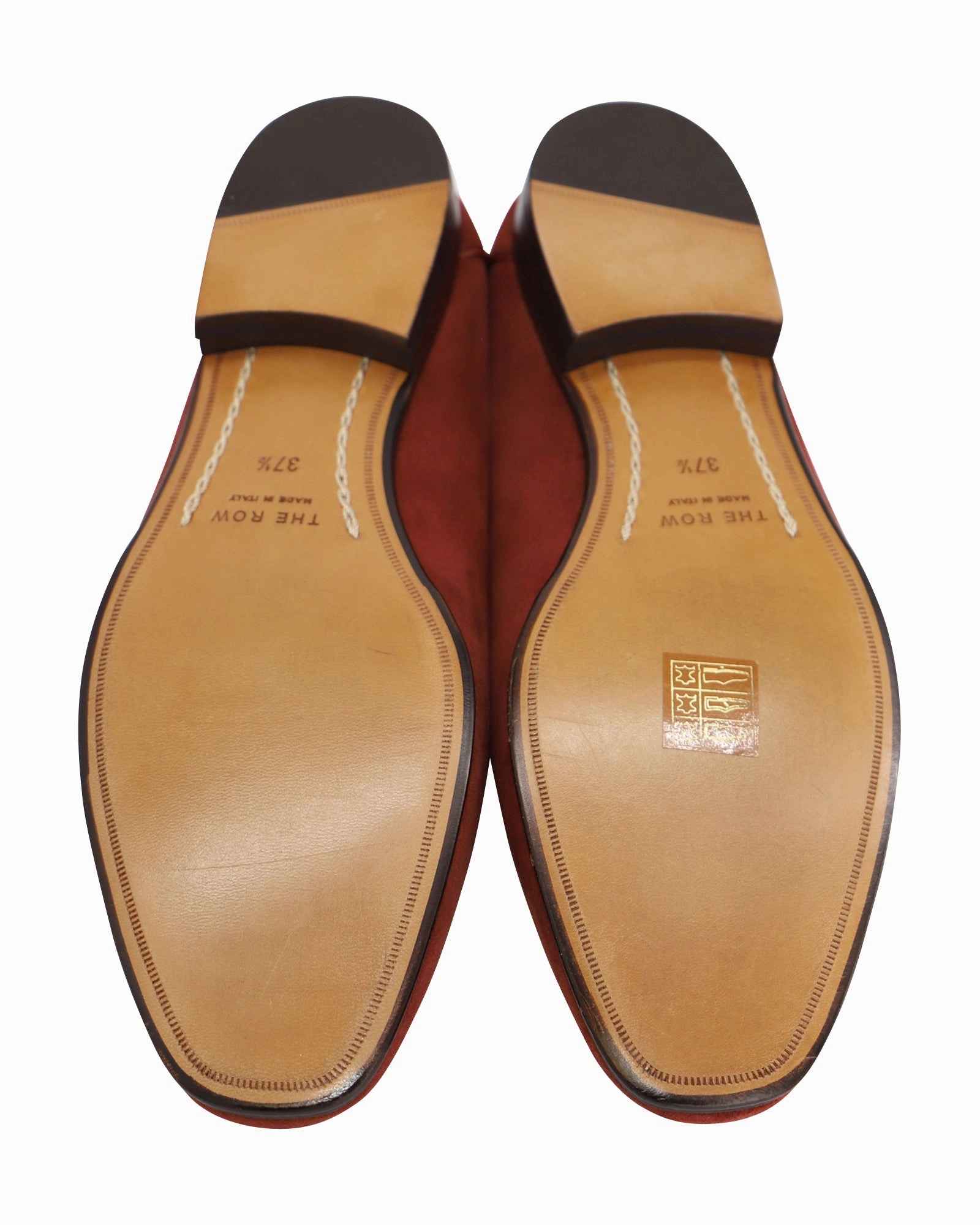 The Row Adam Loafer in Dark Vermillion Suede