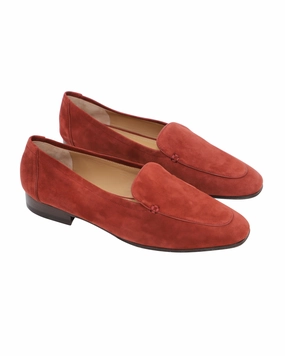 The Row Adam Loafer in Dark Vermillion Suede Womens Fashion Flats cheap