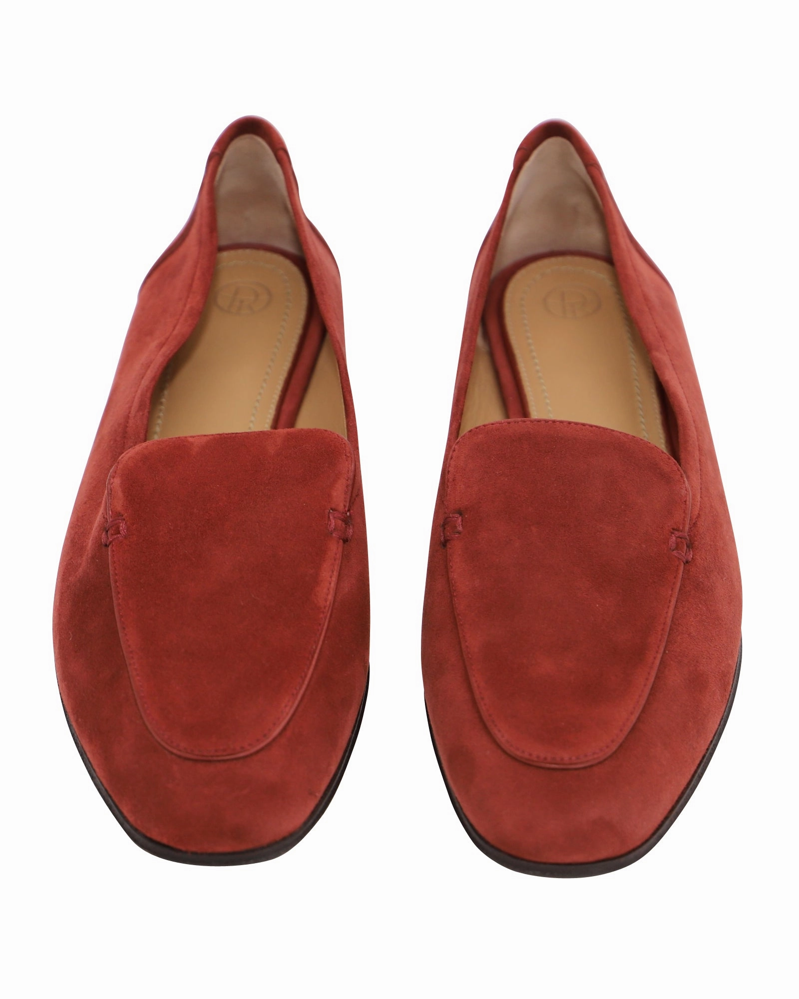The Row Adam Loafer in Dark Vermillion Suede
