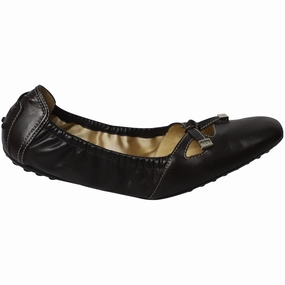 Tod's Bow Scrunch Ballet Flats in Black Leather Trendy Flats for Women