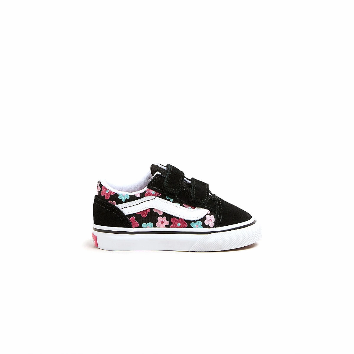 Toddlers Old Skool Hook & Loop 'Flower Glitter' Kids Footwear cheap online