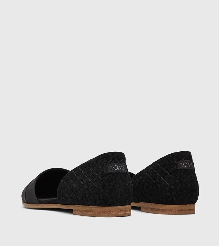 Toms Jutti Flats Women's 10 Black Leather Comfort Slip-On D'orsay Shoes FZP364