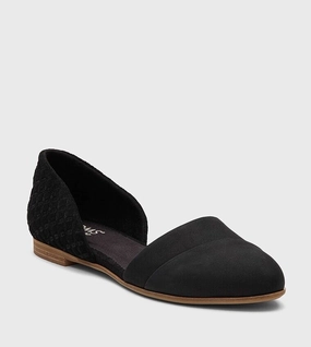 Toms Jutti Flats Women's 10 Black Leather Comfort Slip-On D'orsay Shoes FZP364 Comfy Women Flats under $50