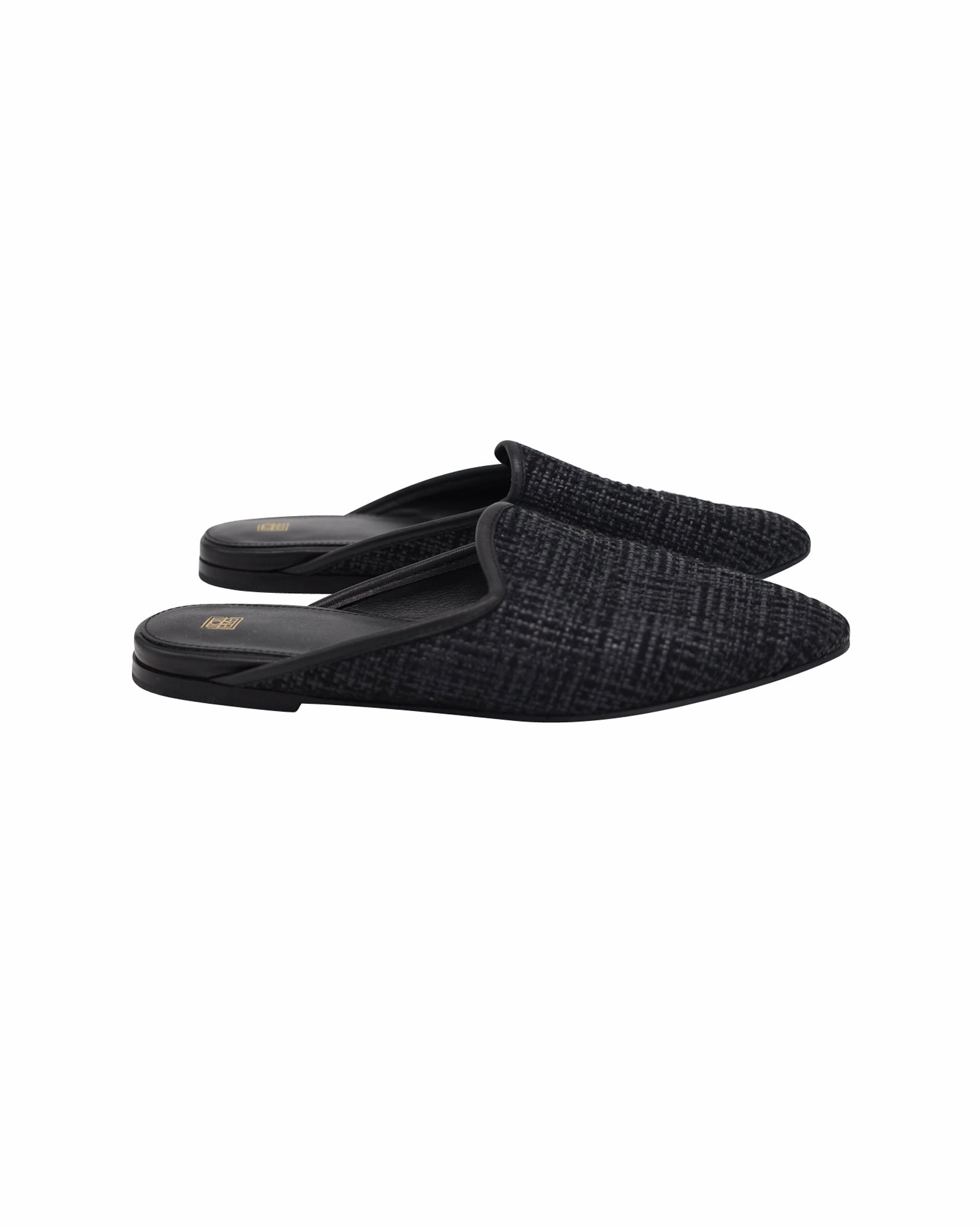 Totme Slip On Mules in Black Raffia Soft Sole Flats Womens sale