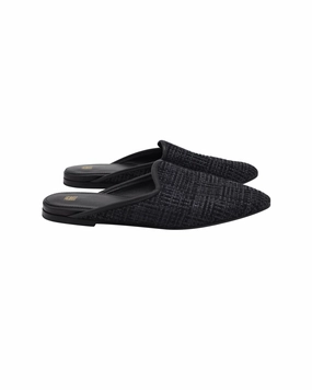 Totme Slip On Mules in Black Raffia Soft Sole Flats Womens sale