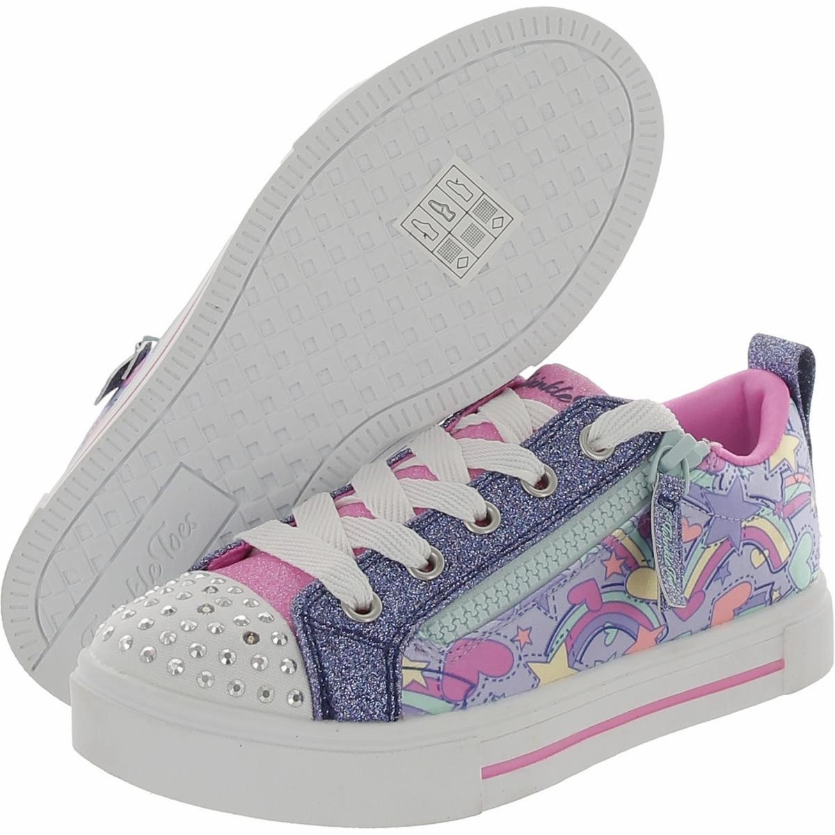 Twinkle Sparkle Girls Satin Glitter Light-Up Shoes