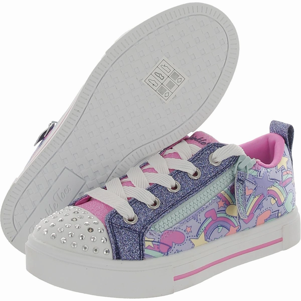 Twinkle Sparkle Girls Satin Glitter Light-Up Shoes