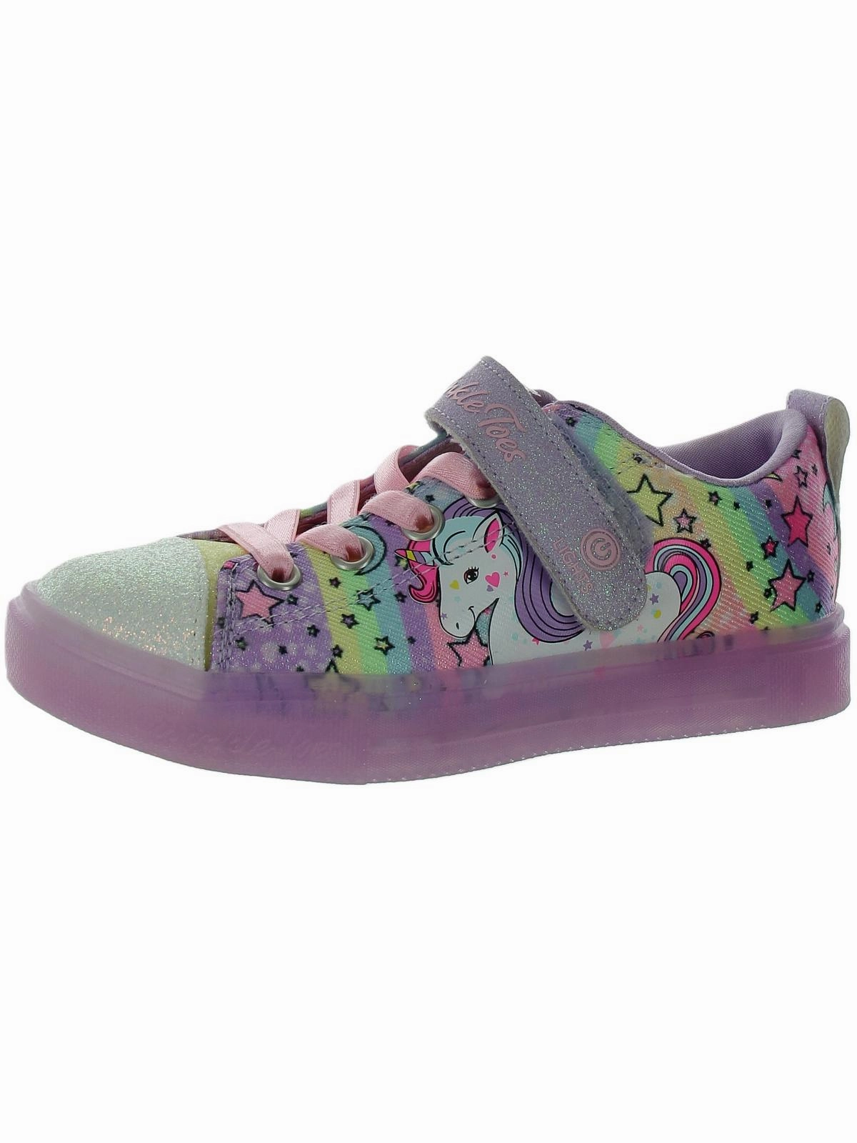 Unicorn Burst Girls Slip On Glitter Light-Up Shoes