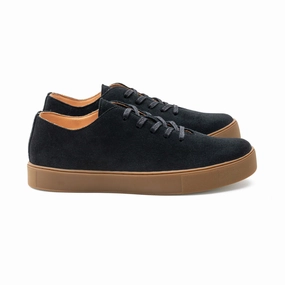 Upton Wholecut TL - Black Janus Calf Suede Mens Sneakers on clearance