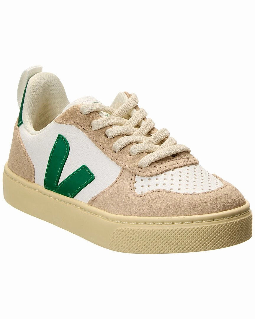 VEJA Small V-10 Leather Sneaker Affordable Casual Footwear for Girls
