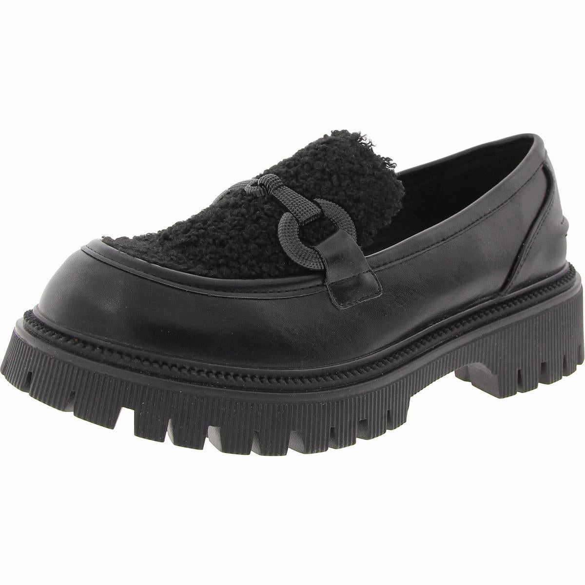 Vince Womens Solid Faux Leather Loafers