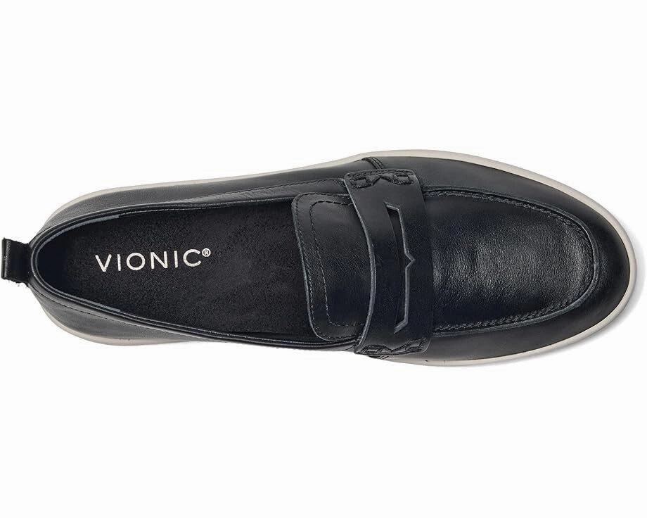 Vionic Uptown Flat Women's US 9 Black Leather Round Toe Loafers Shoes ZPO3653