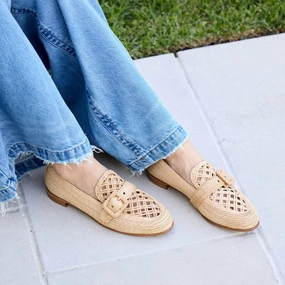 Visconti Textile Loafers In Natural Comfy Women Flats under $50