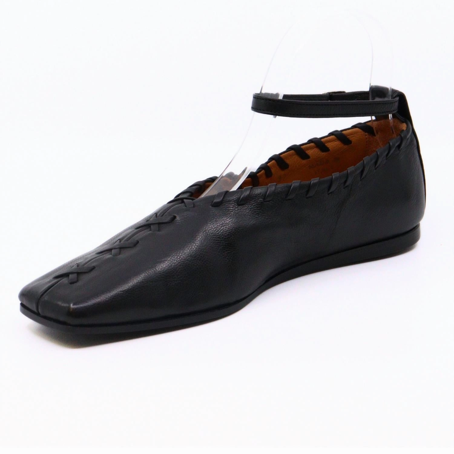 Whip Stitch Flats In Black