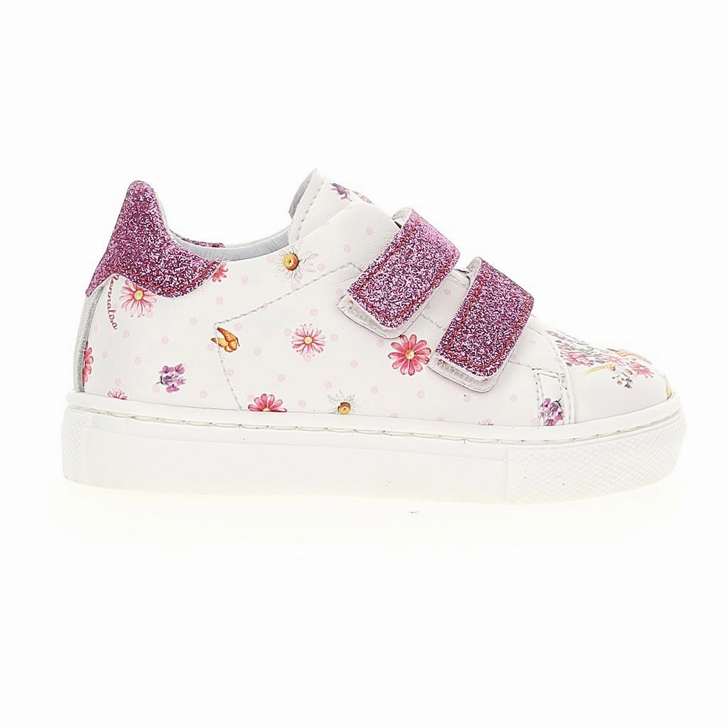 White & Pink Graphic Print Sneakers