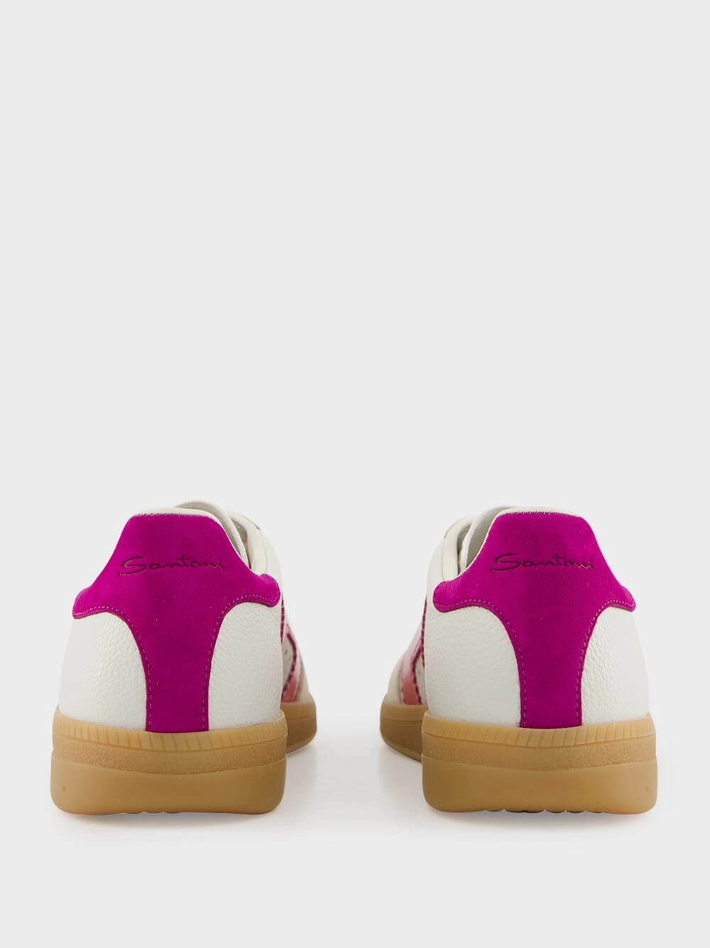 White and Violet Leather and Suede DBS Oly Sneakers