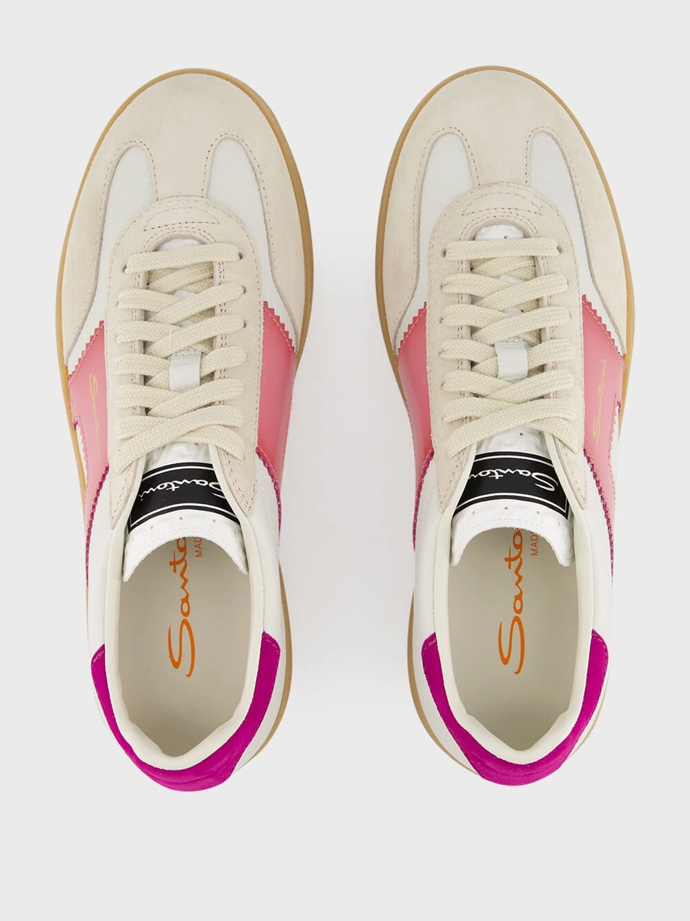 White and Violet Leather and Suede DBS Oly Sneakers