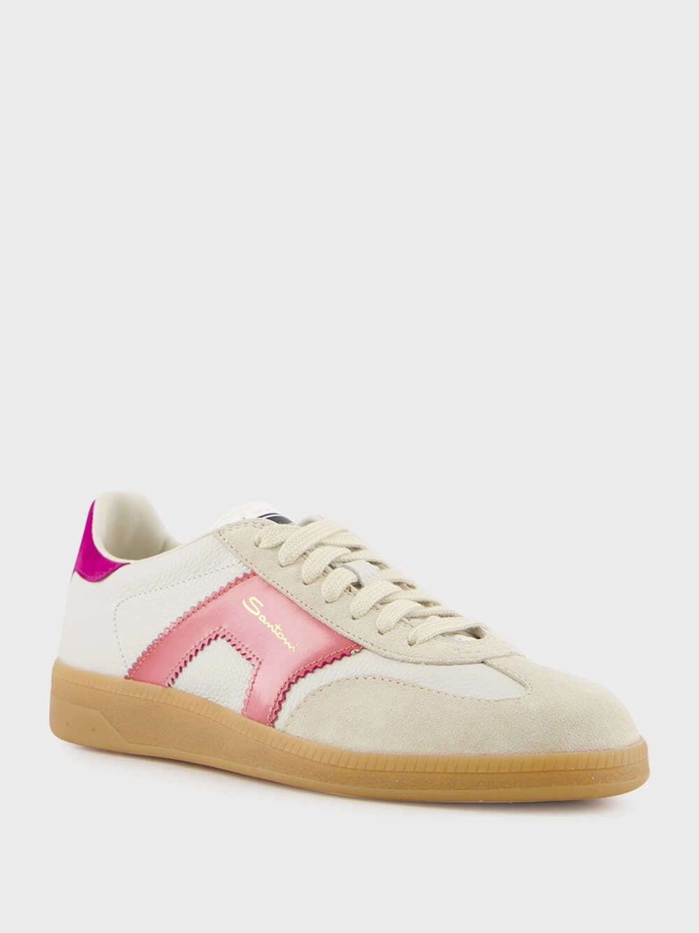 White and Violet Leather and Suede DBS Oly Sneakers