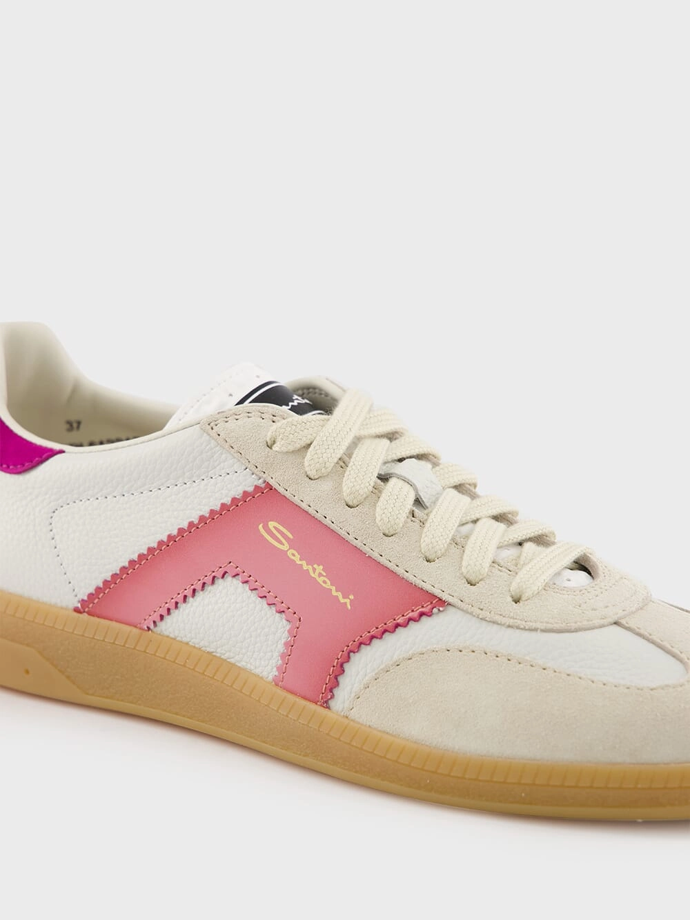 White and Violet Leather and Suede DBS Oly Sneakers