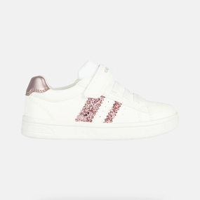 White DJRock Glitter Stripe Sneakers Affordable Casual Footwear for Girls