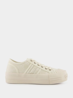 White GG Canvas Chunky Trainer Womens Sneakers at outlet price