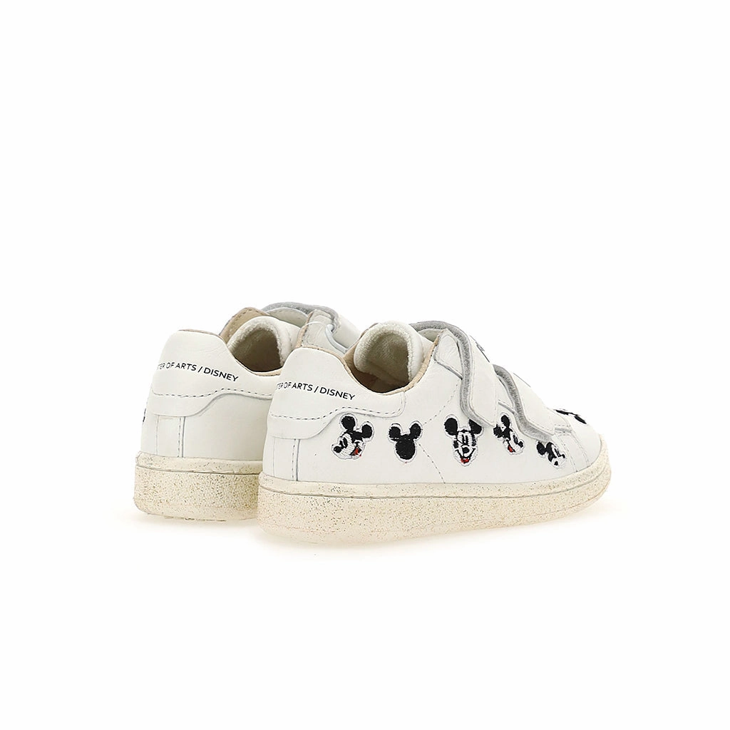 White Logo Trim Mickey Velcro Sneakers
