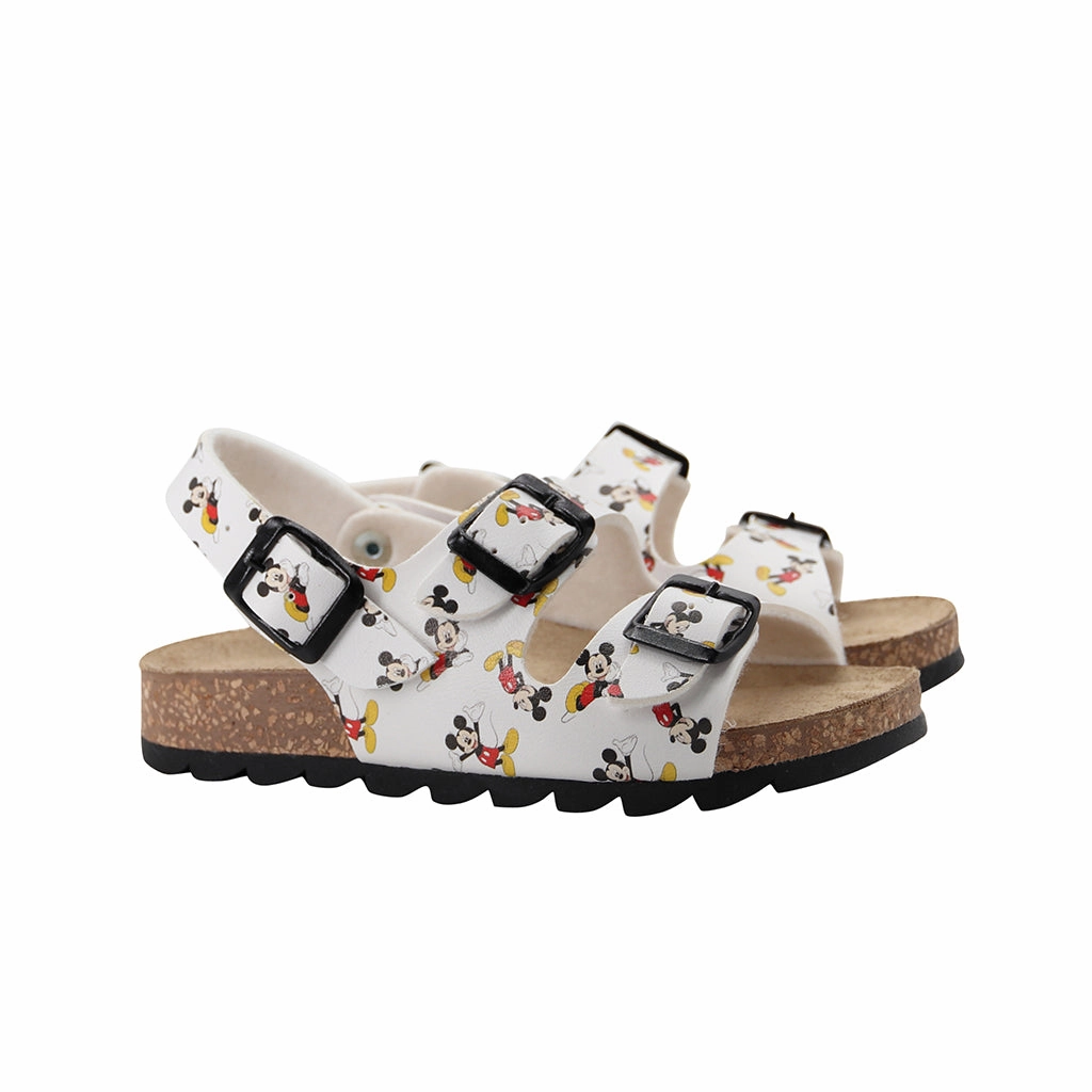 White Mickey Mouse Buckle Sandals