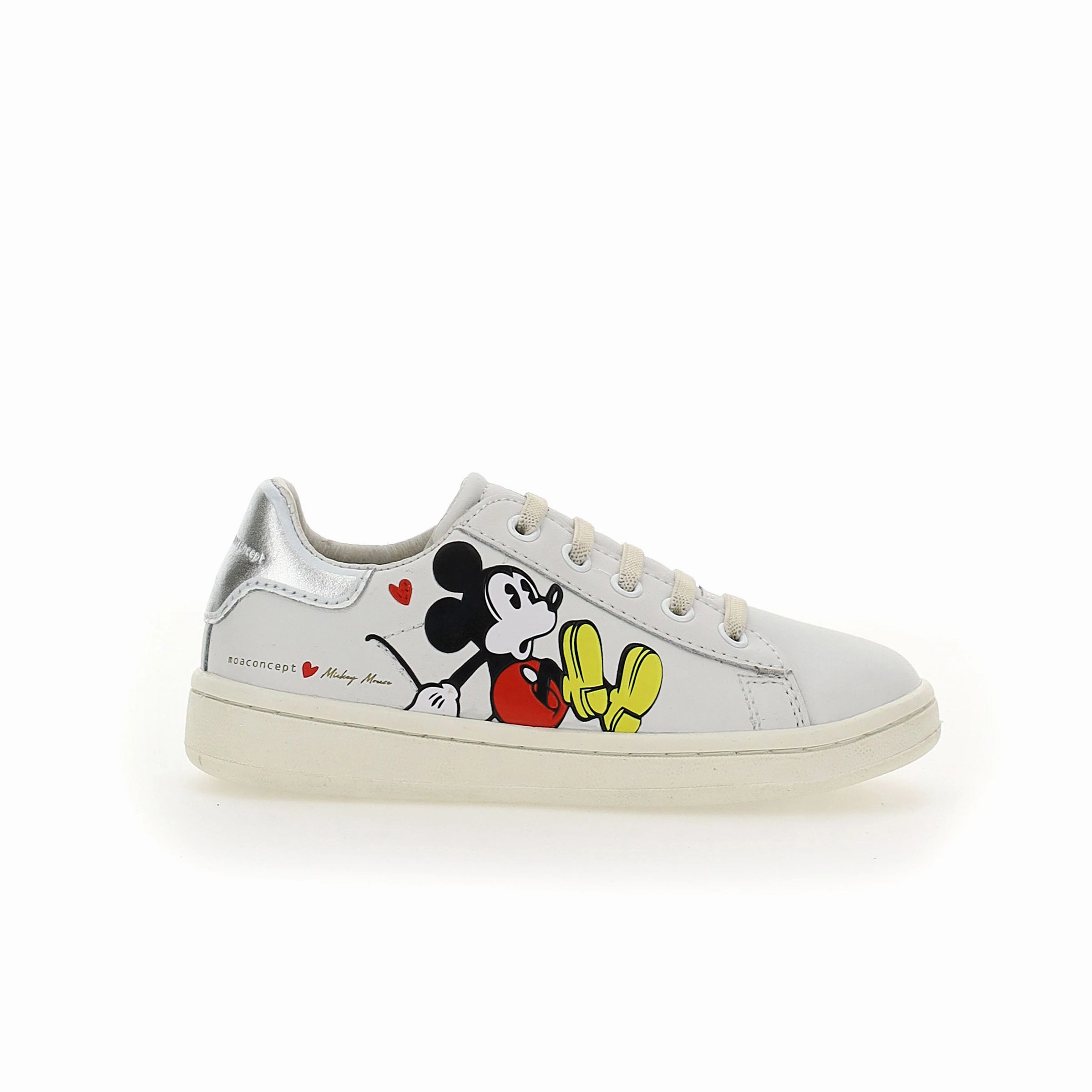 White Mickey Silver Tab Sneakers Affordable Casual Footwear for Girls