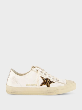 White V-Star LTD Sneakers with Pony Skin Star Womens Sneakers at outlet price