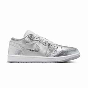 Wmns Air Jordan 1 Low SE 'Metallic Silver' Fashion Shoes for Women