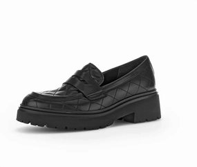 Women's 35.231.27 Penny Loafer In Black Quilted Leather Womens Flats special deals