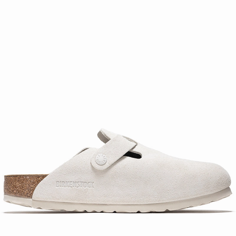 Women's Birkenstock Boston Soft Footbed Suede - Antique White