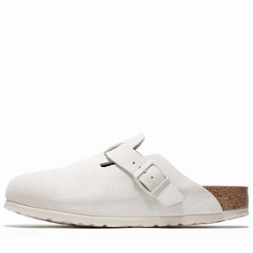 Women's Birkenstock Boston Soft Footbed Suede - Antique White Womens Shoes outlet price