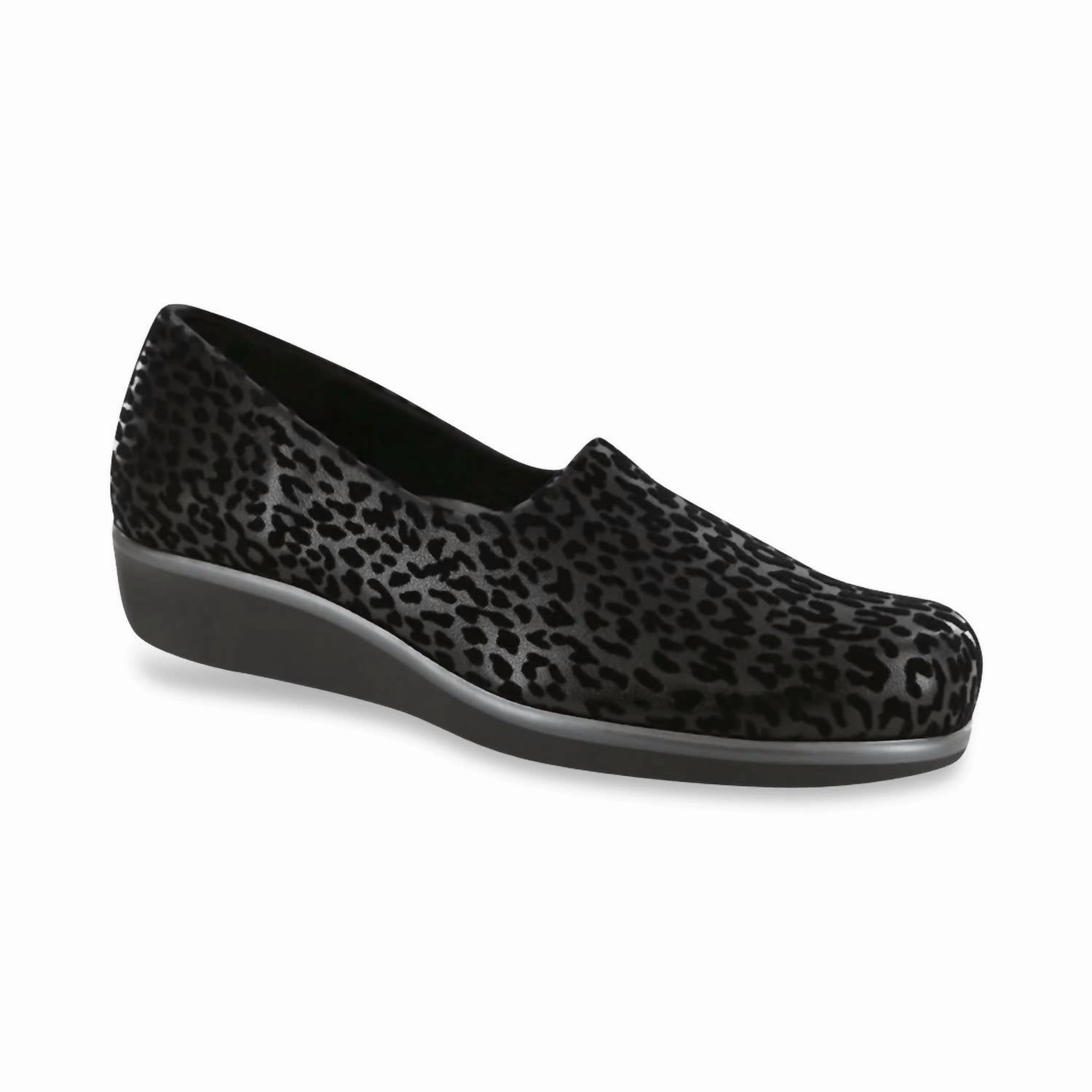 Women's Bliss Slip On Wedge - Double Wide In Black Leopard Womens Casual Flats sale