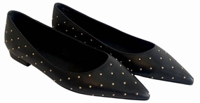 Women's Brie Pointed Flat Shoes In Black/gold Womens Flats special deals