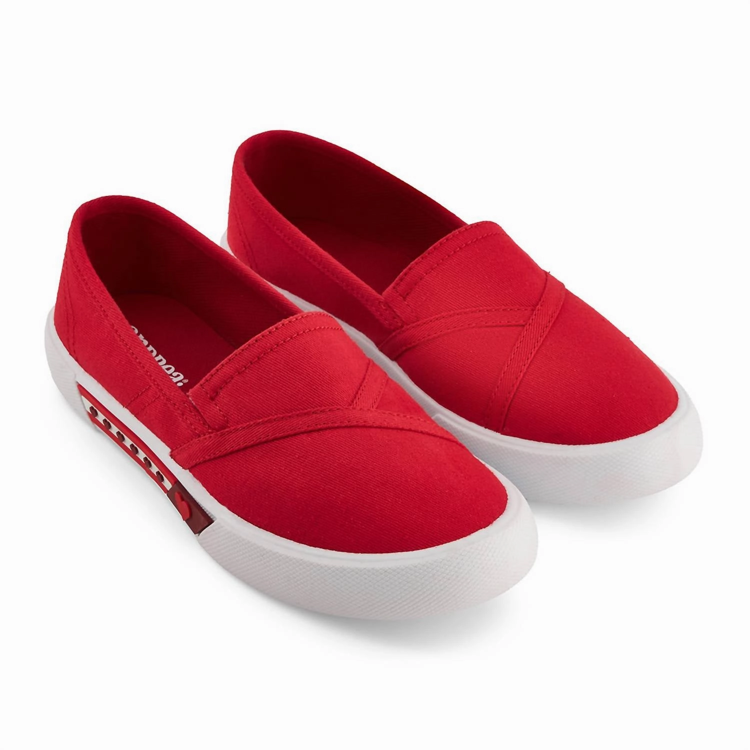 Women's Canvas Flats Hearts In Red