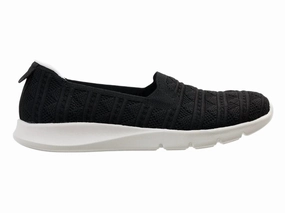 Women's Comfort Stretch Crochet Shoes In Black Soft Sole Flats Womens sale